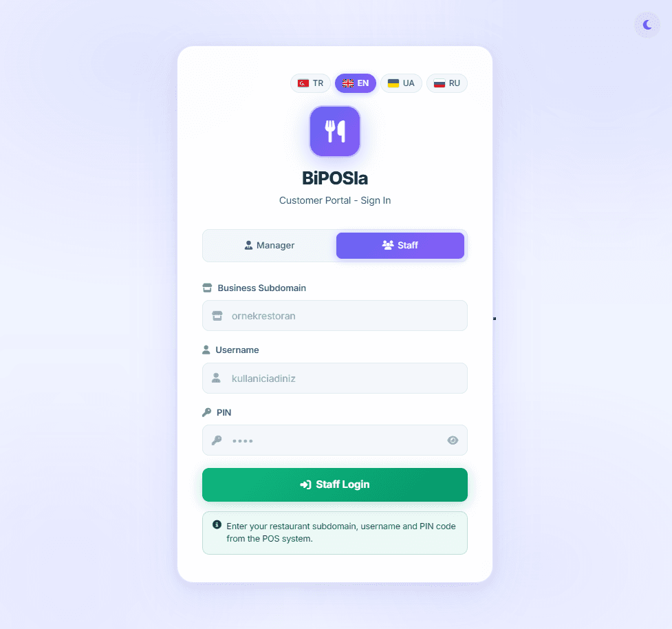 Staff login